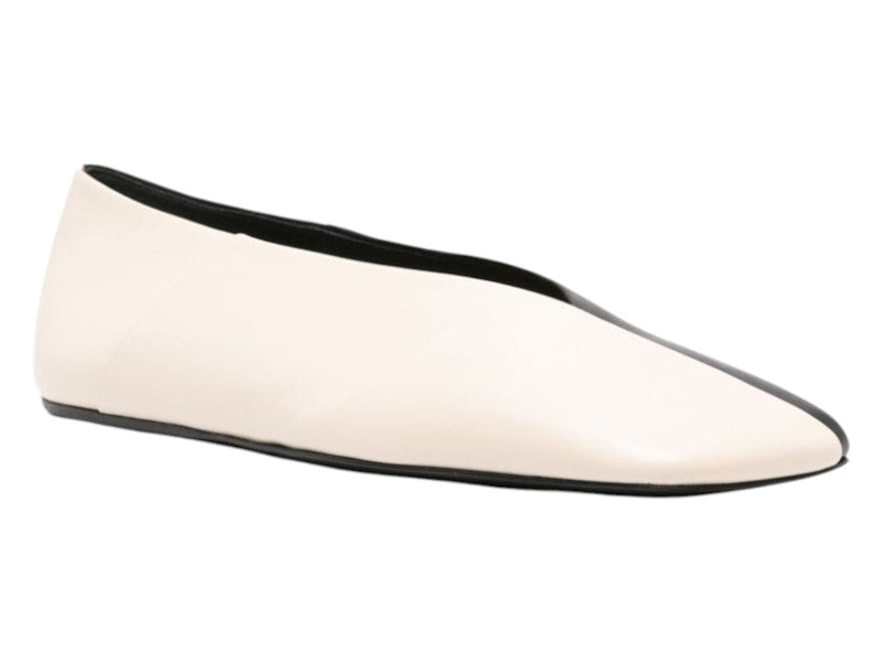 Jil Sander Square Toe Ballerina Flats Champagne Black (Women's)
