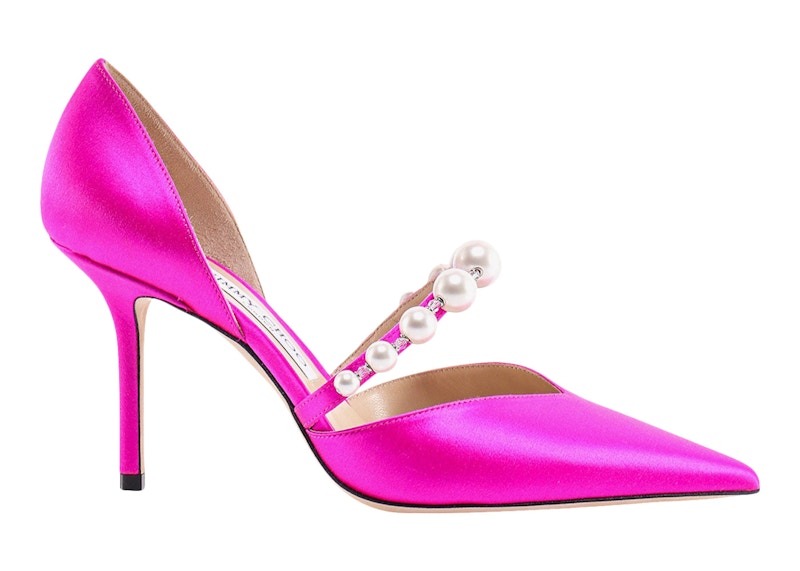 Jimmy Choo Aurelie 85mm Pearl Pump Fuchsia Satin