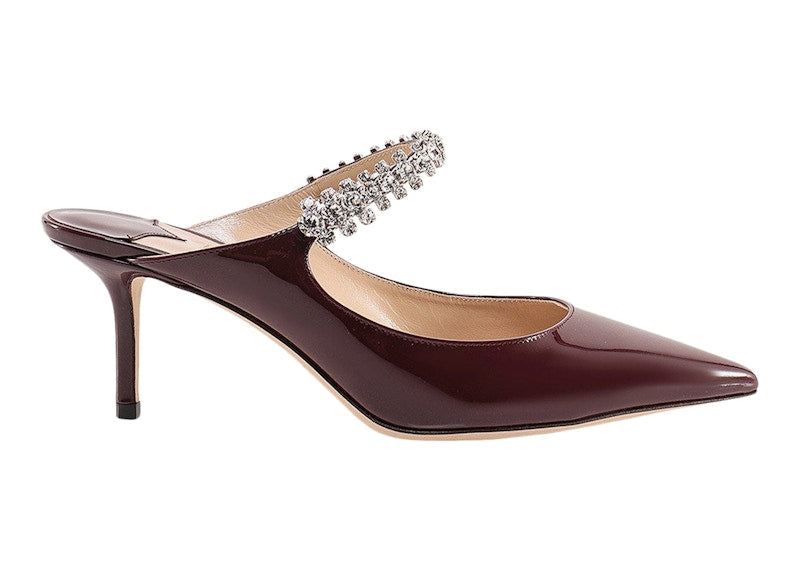Jimmy Choo Bing 65mm Heeled Mule Burgundy Patent Leather