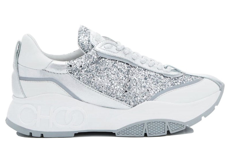 Jimmy Choo Raine Glitter Silver White (Women's)