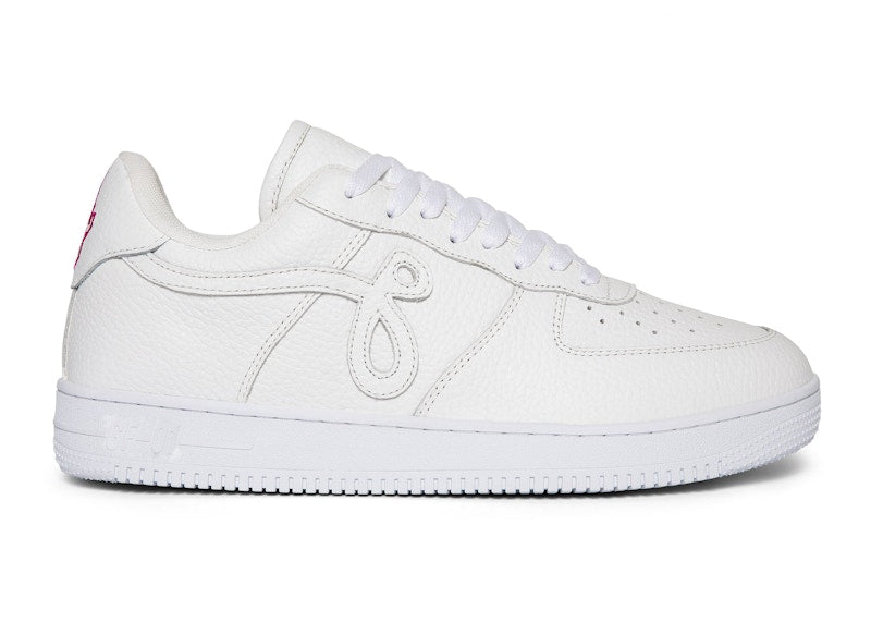 John Geiger GF-01 White Pebbled Leather Pink Embroidery