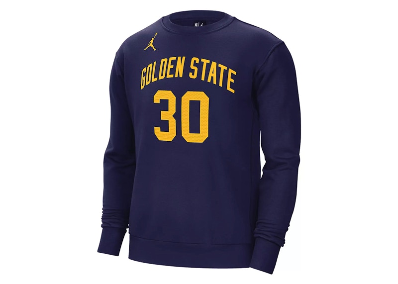 Jordan NBA Golden State Warriors Stephen Curry Fleece Loose Fit Sweatshirt Blue/Yellow