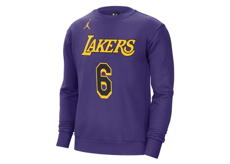 Jordan NBA Los Angeles Lakers LeBron James Fleece Loose Fit Sweatshirt Purple/Yellow/Black