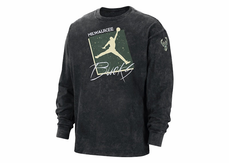 Jordan NBA Milwaukee Bucks Courtside L/S Loose Fit T-shirt Black