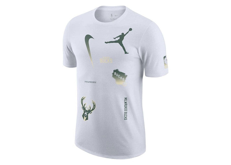 Jordan NBA Milwaukee Bucks Courtside Statement Editiion T-shirt White/Green
