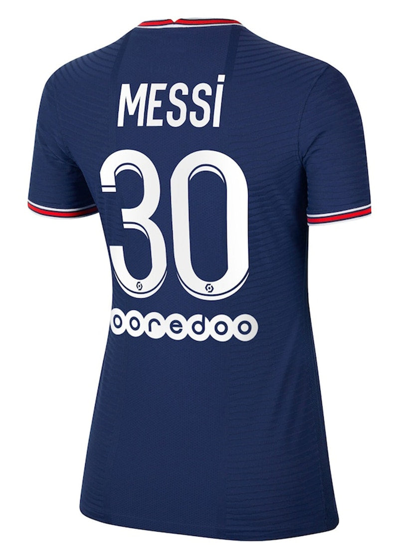 Jordan Paris Saint-Germain Home Vapor Match Shirt 2021-22 With Messi 30 Printing Womens Jersey Midnight Navy/University Red/White