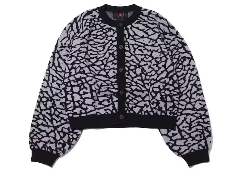 Jordan Womens Flight Jacquard Knit Cardigan (Asia Sizing) Black Cement Grey