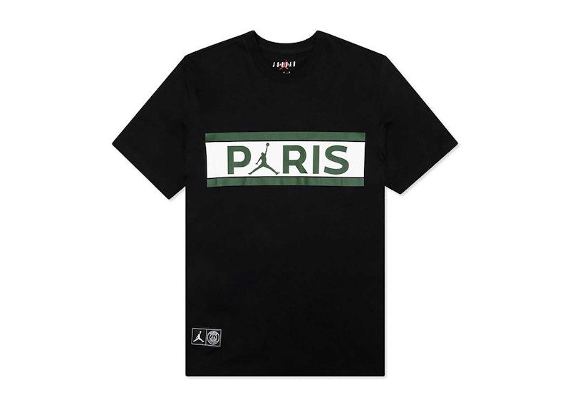 Jordan x PSG Paris Saint Germain Wordmark T-Shirt Black/Noble Green/White
