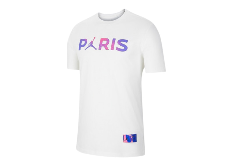 Jordan x PSG Paris Saint Germain Wordmark Tee White/Purple