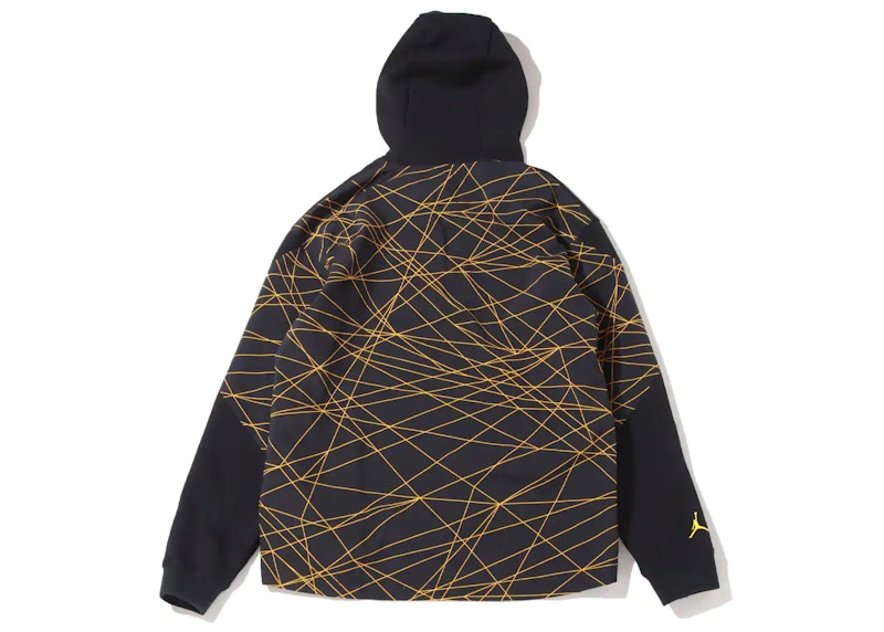 Jordan x Paris Saint-Germain Lines Fleece Pullover Hoodie (Asia Sizing) Black/Tour Yellow