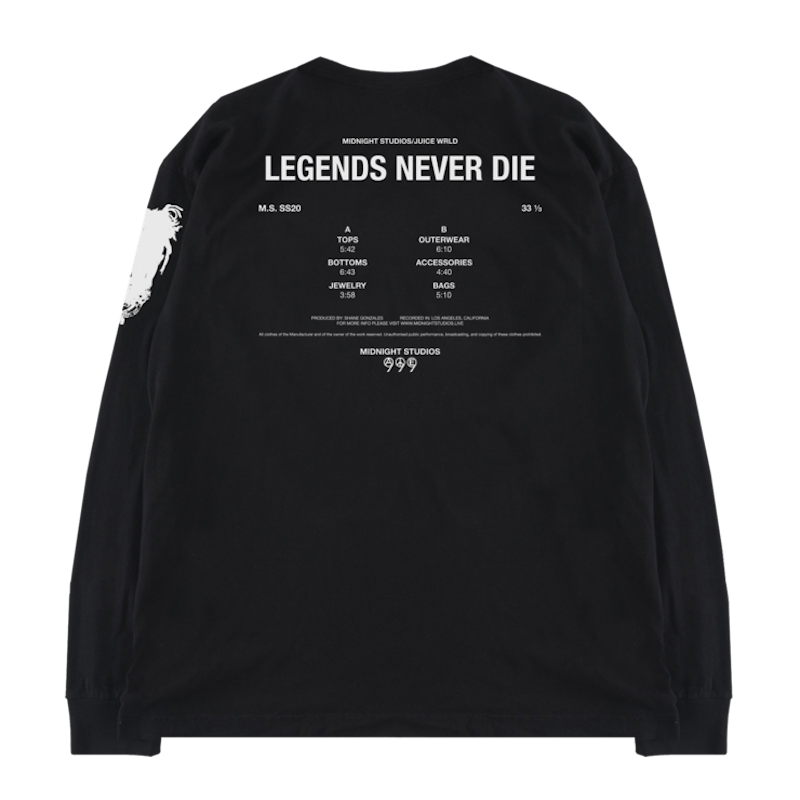 Juice Wrld x Midnight Studios Legends Never Die Long Sleeve Black