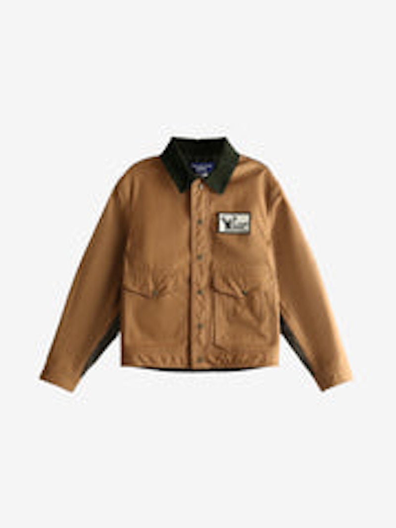 Junya Watanabe Button-Front Work Jacket Beige Navy Green