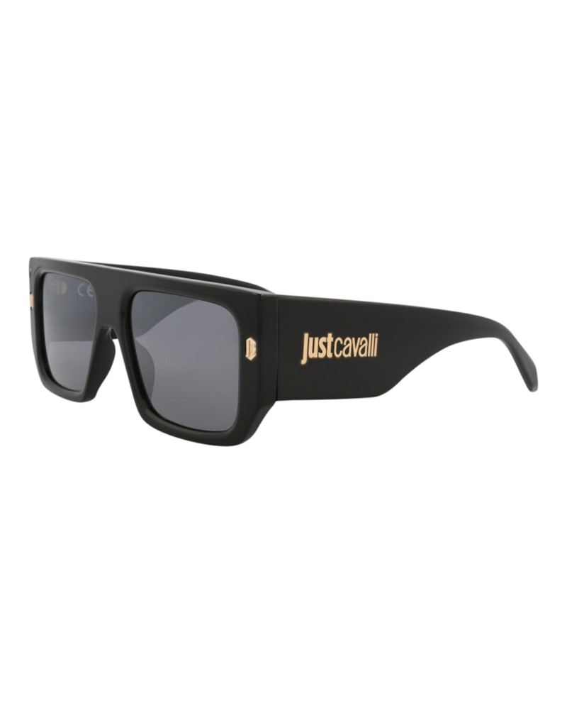 Just Cavalli Aviator-Frame Acetate Sunglasses Black Black Smoke (SJC022-56-700X)