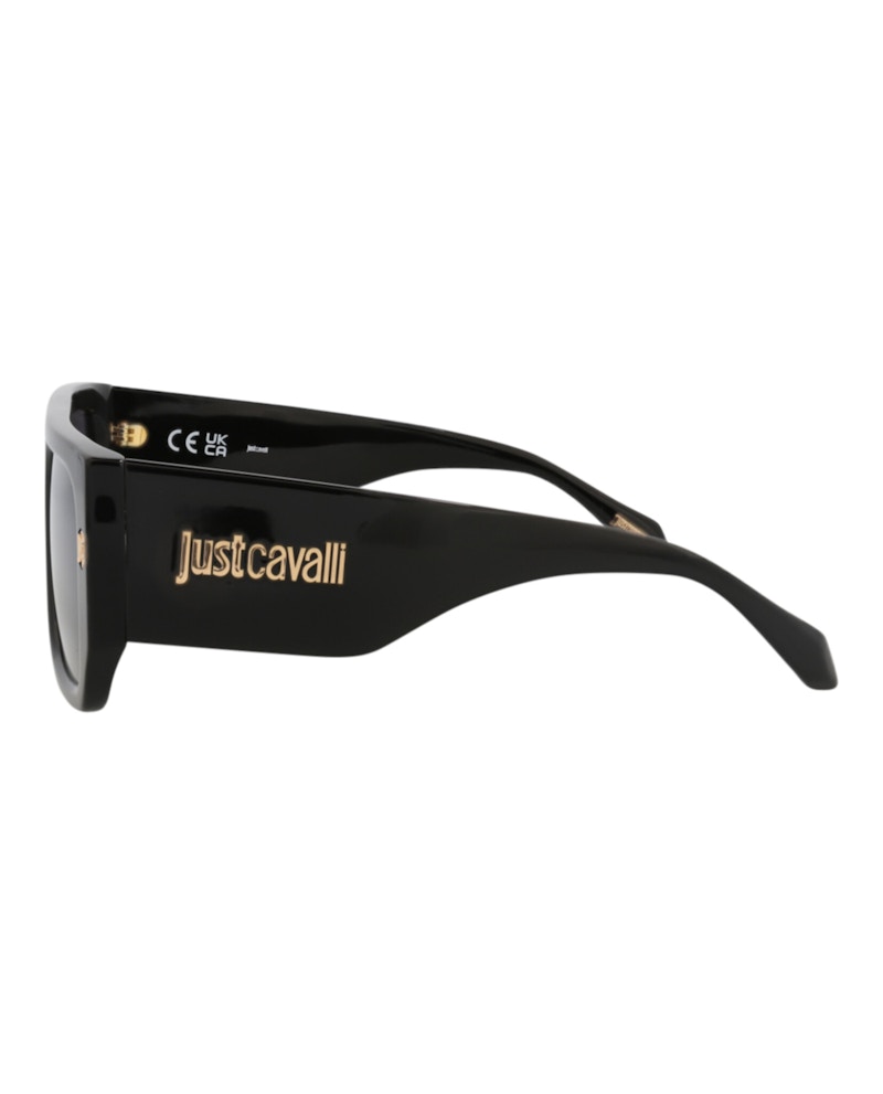Just Cavalli Aviator-Frame Acetate Sunglasses Black Black Smoke (SJC022-56-700X)