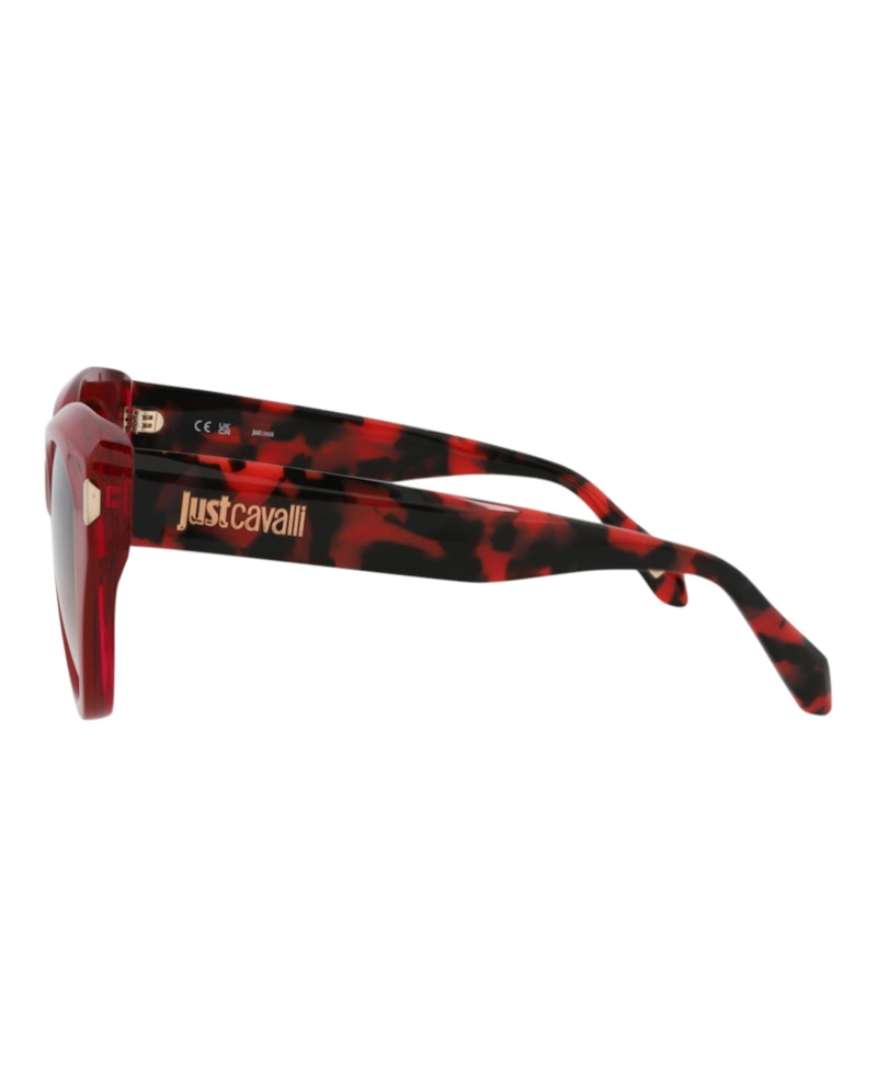 Just Cavalli Cat Eye-Frame Acetate Sunglasses Red Havana Brown (SJC033-55-09RV)