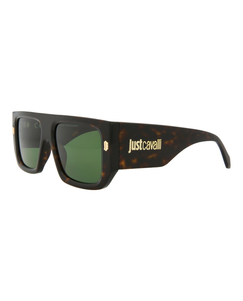 Just Cavalli Navigator-Frame Acetate Sunglasses Dark Havana Dark Havana Green (SJC022K-56-0722)