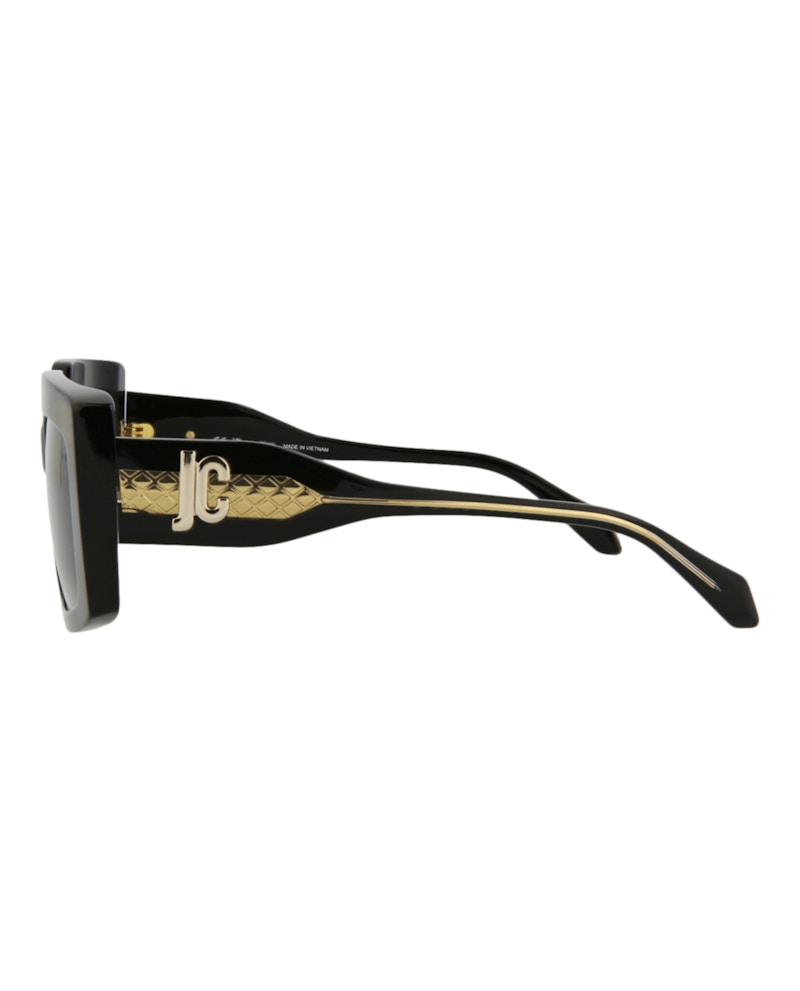 Just Cavalli Square-Frame Acetate Sunglasses Black Black Smoke (SJC020K-54-700V)