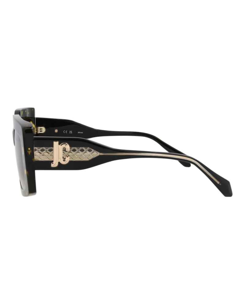Just Cavalli Square-Frame Acetate Sunglasses Havana Black Smoke (SJC020V-54-0709)