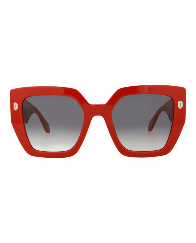 Just Cavalli Square-Frame Acetate Sunglasses Red Red Smoke (SJC021K-53-02GH)
