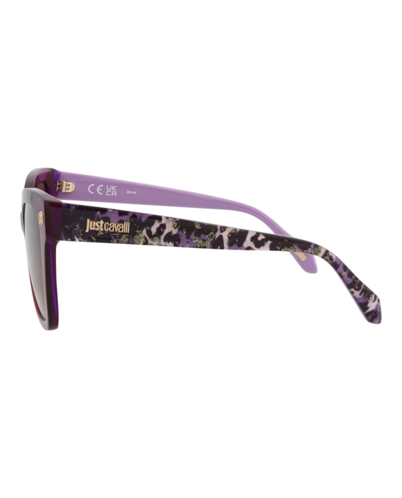 Just Cavalli Square-Frame Acetate Sunglasses Violet Havana Brown (SJC044-54-09FE)