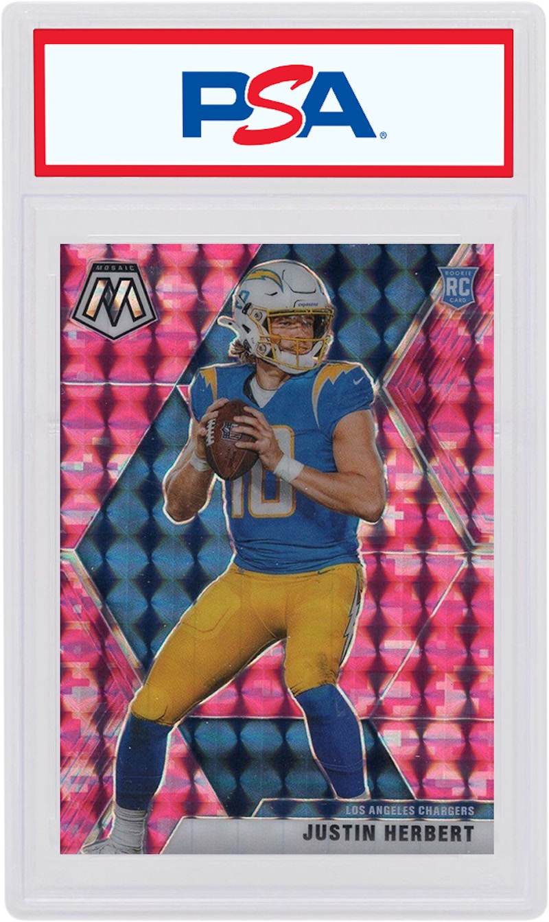 Justin Herbert 2020 Panini Mosaic Rookie Camo Pink #204 (PSA or BGS Graded)