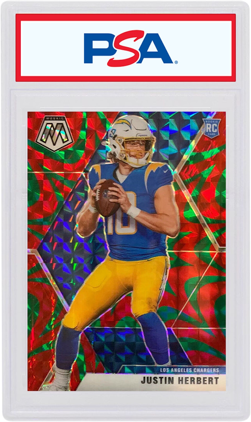 Justin Herbert 2020 Panini Mosaic Rookie Reactive Green #204 (PSA or BGS Graded)
