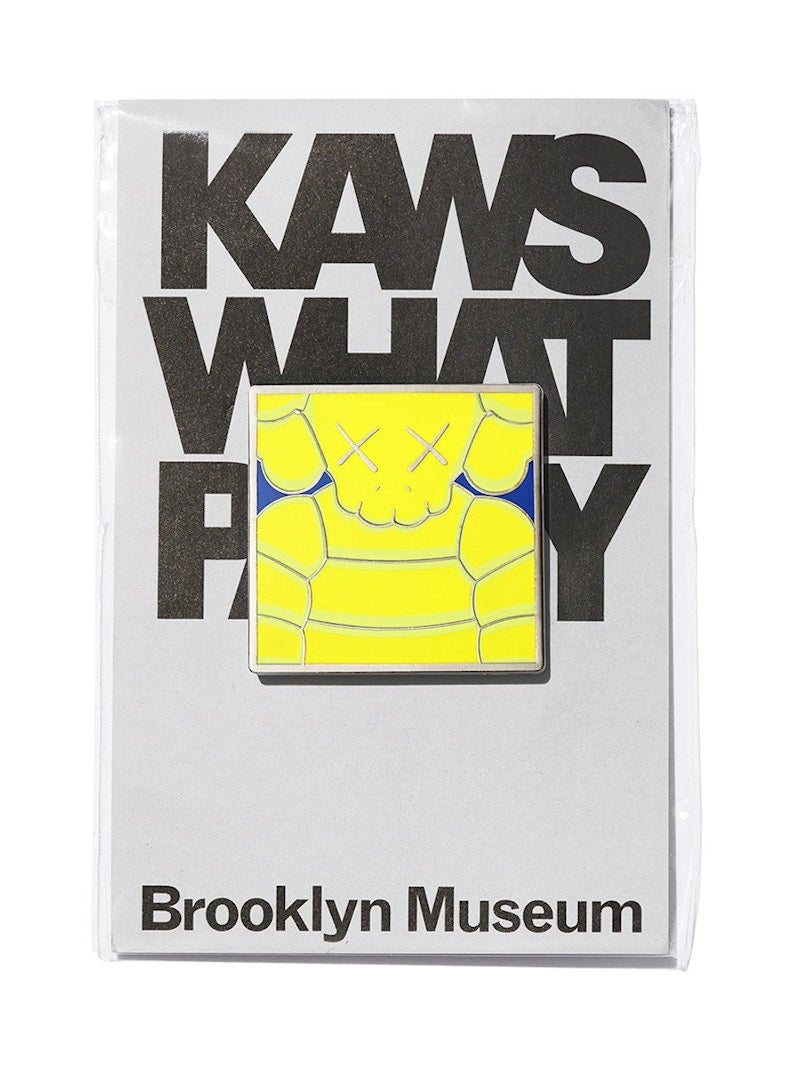 KAWS Brooklyn Museum WHAT PARTY Square Pin Yellow