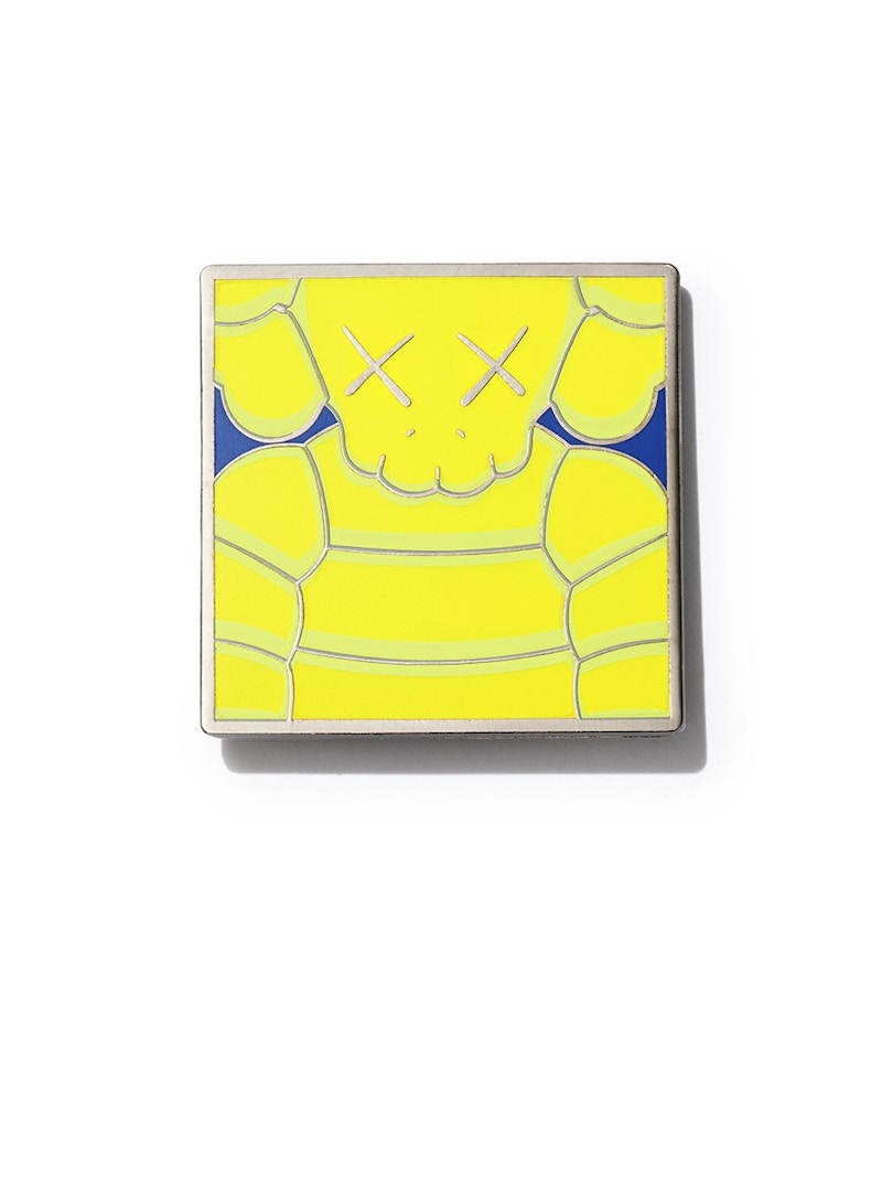 KAWS Brooklyn Museum WHAT PARTY Square Pin Yellow