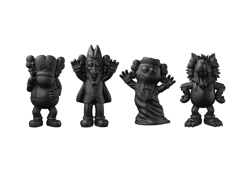 KAWS Cereal Monsters Franken Berry Count Chocula Boo Berry Frute Brute Figure Set Black