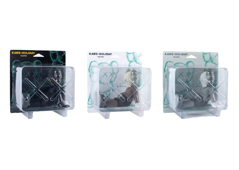 KAWS Holiday Taipei Vinyl Figure Black/Brown/Grey Set