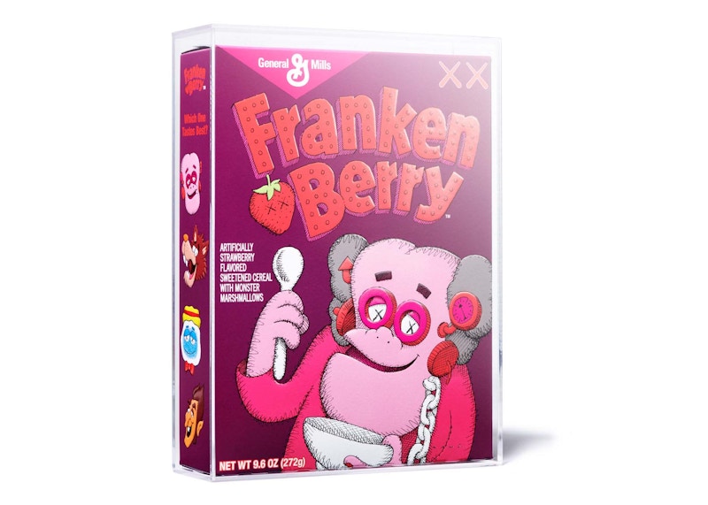 KAWS Monsters Franken Berry Cereal Limited Edition in Acrylic Case (Not Fit For Human Consumption)