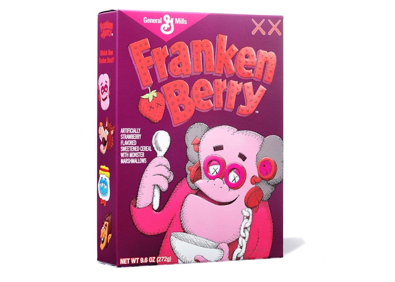 KAWS Monsters Franken Berry Cereal Limited Edition in Acrylic Case (Not Fit For Human Consumption)