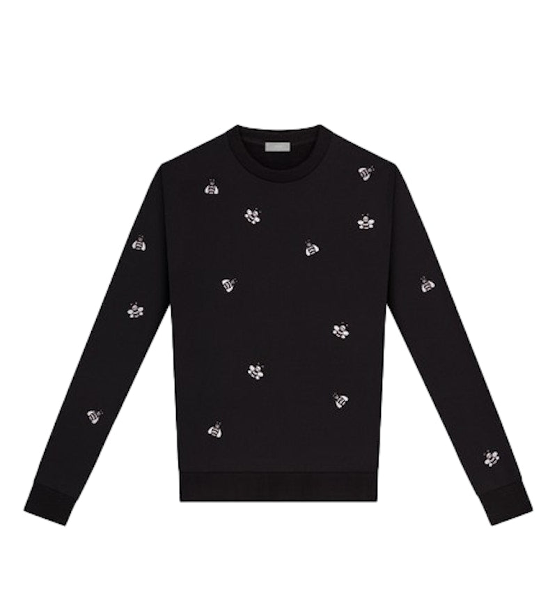 KAWS x Dior Embroidered Bees Crewneck Sweatshirt Black