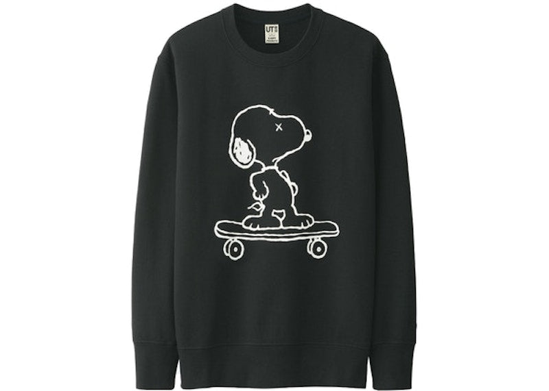 KAWS x Uniqlo x Peanuts Snoopy Skateboarding Sweatshirt (Asia Sizing) Black