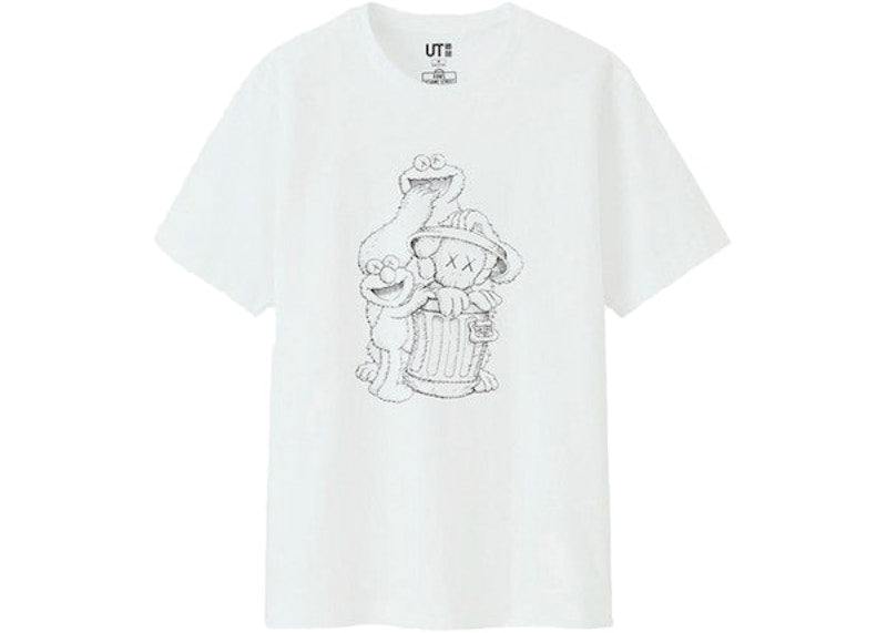 KAWS x Uniqlo x Sesame Street Companion Trash Can Outline Tee (Asia Sizing) White