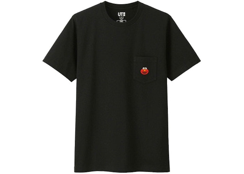 KAWS x Uniqlo x Sesame Street Elmo Pocket Tee (Asia Sizing) Black