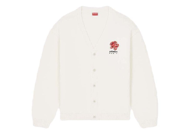 KENZO Drawn Varsity Embroidered Cardigan Off White
