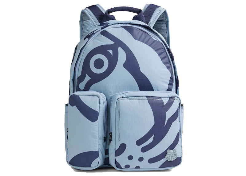 KENZO Mesh-Paneled Printed Shell Backpack Ligth Blue