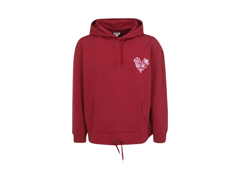 KENZO Valentine's Day Heart Logo Hoodie Burgundy