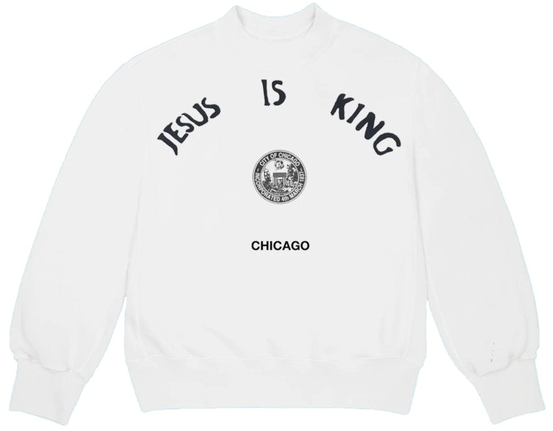 Kanye West Jesus Is King Chicago Seal Crewneck White