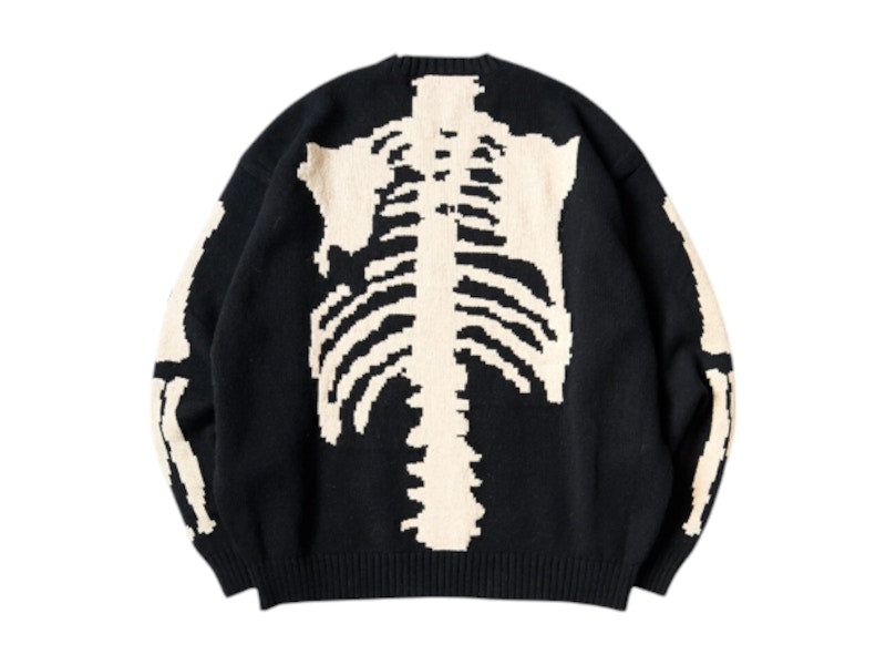 Kapital 5G Wool Bone Crewneck Sweater Black