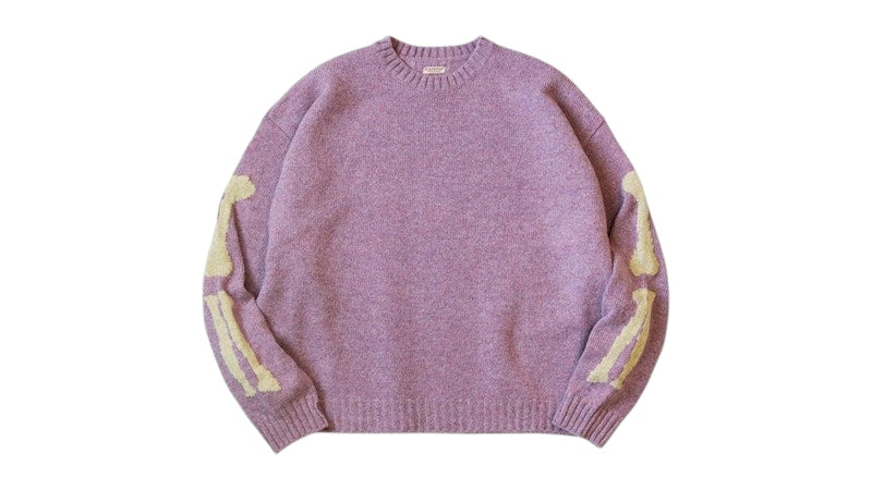 Kapital 5G Wool Bone Crewneck Sweater Light Purple
