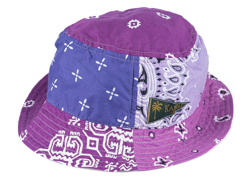 Kapital Bandana Patchwork Short Brim Bucket Hat Light Purple