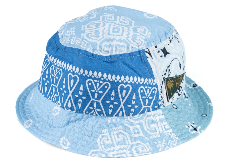 Kapital Bandana Patchwork Short Brim Bucket Hat Sax