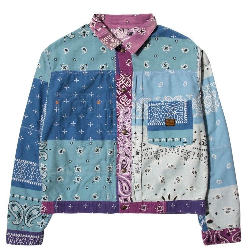 Kapital Flannel Reversible Bandana 1st Jacket Purple/Sax