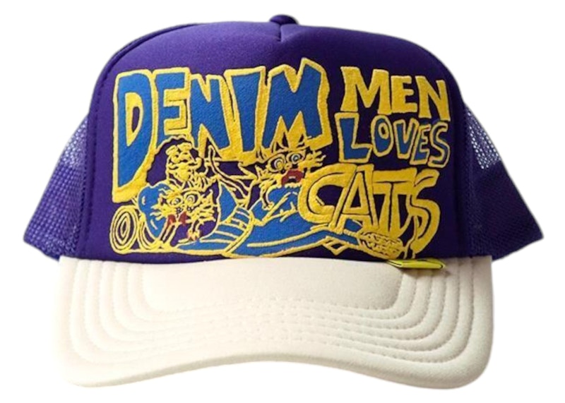 Kapital Men Love Cats Denim Trucker Hat Purple/Yellow