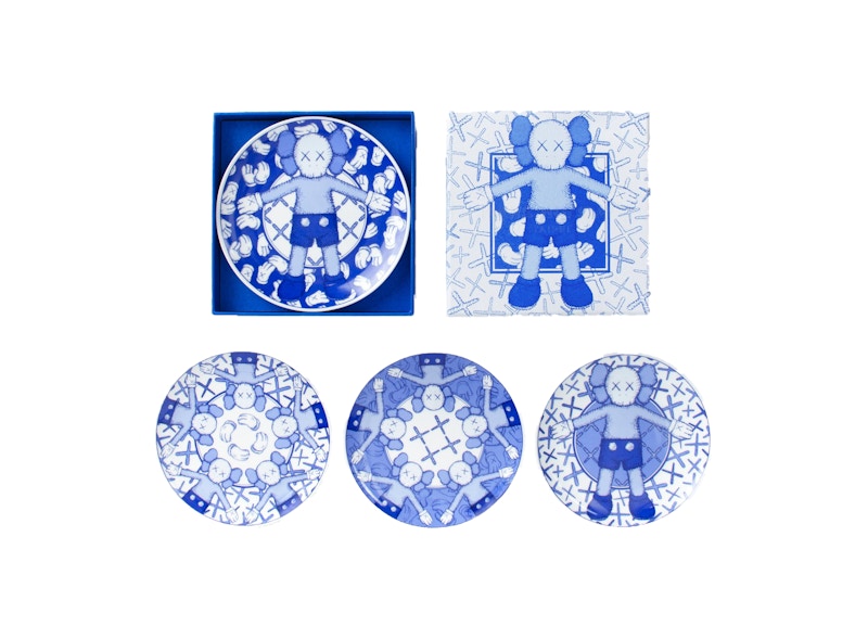 KAWS Holiday Taipei Ceramic Plate (Set of 4) Blue/White