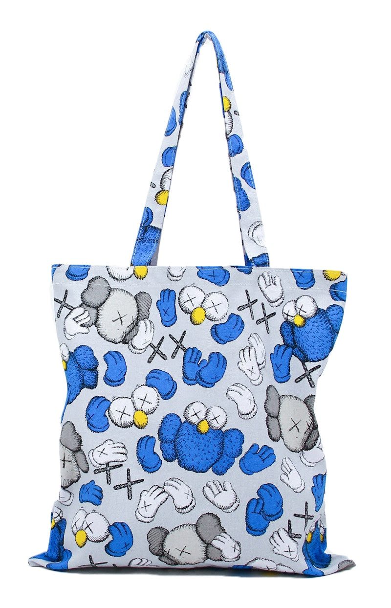 KAWS Seeing/Watching Pattern Tote Bag Grey