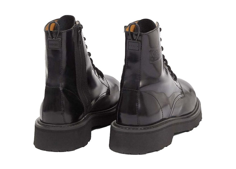 Kenzosmile Lace Up Boots Black Spazzolato Leather