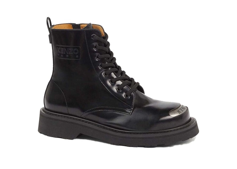 Kenzosmile Lace Up Boots Black Spazzolato Leather